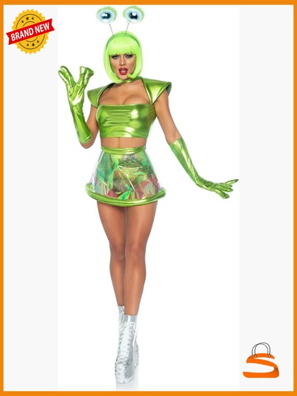 Sexy Alien Halloween Costume 5pc w/Gloves Headband